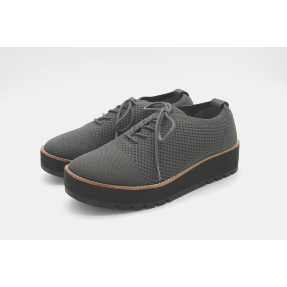 Eileen Fisher Eddy Gray Stretch Knit Platform Oxfords Womens Size‎ 8.5